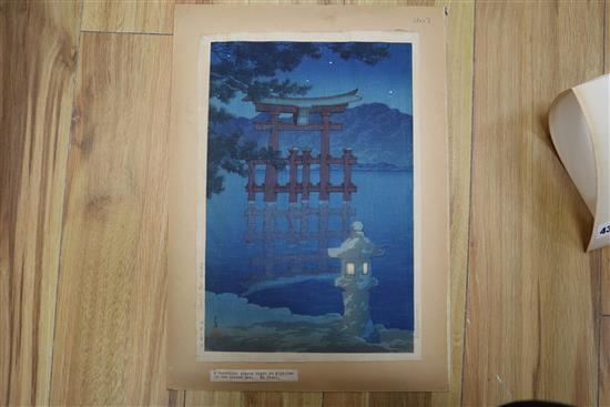 Kawase Hasui, (1883-1957), woodblock print, A beautiful starry night at Miyajima in the inland sea, overall 38 x 26cm, unframed